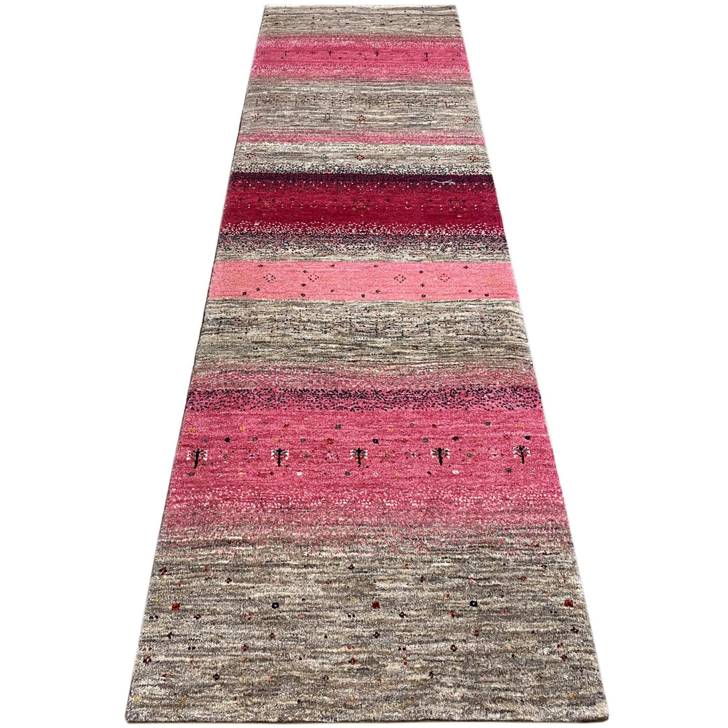 Rosa Gabbeh Teppich Läufer 296x81 cm - German Carpet Shop
