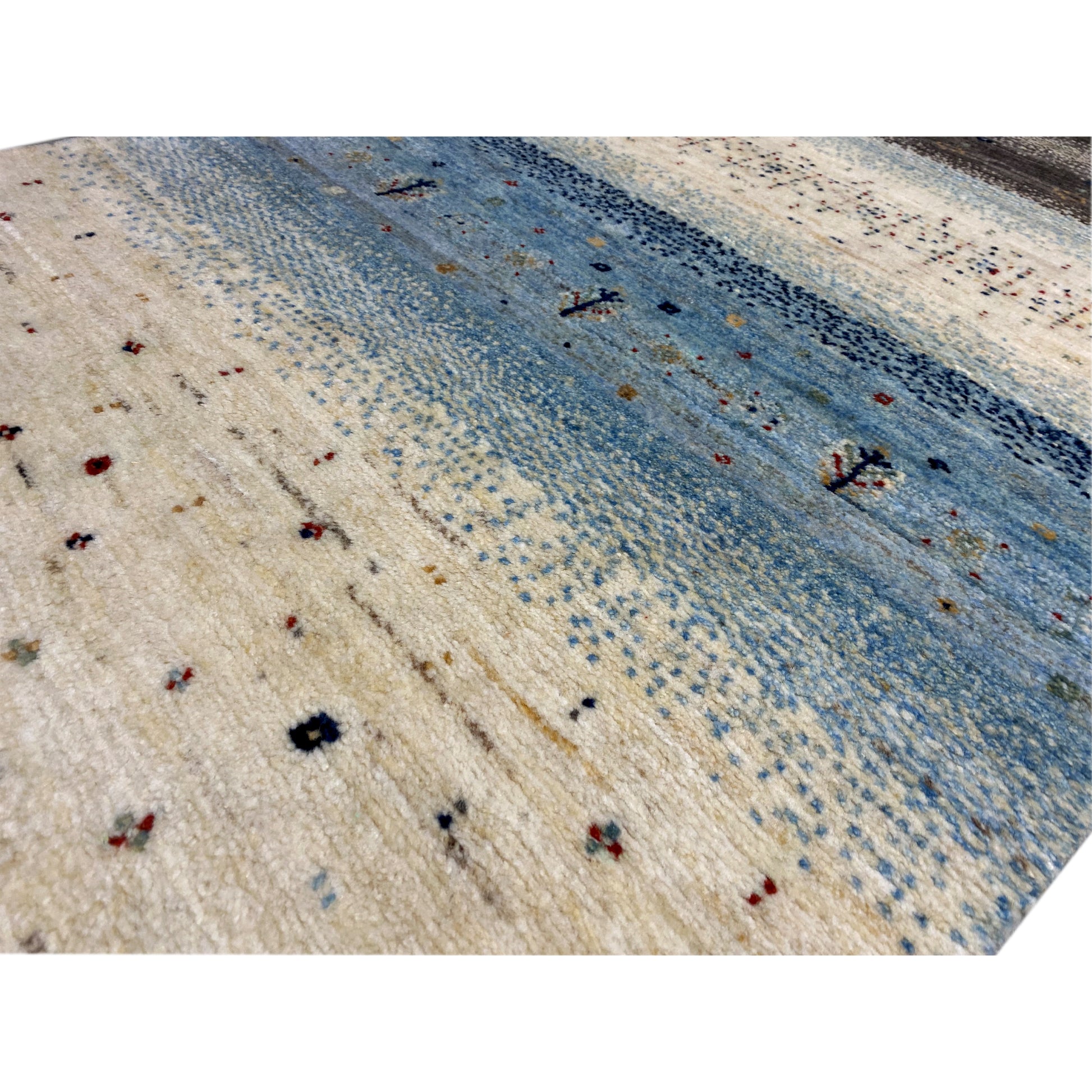 Blauer Gabbeh Teppich Läufer 297x82 cm - German Carpet Shop