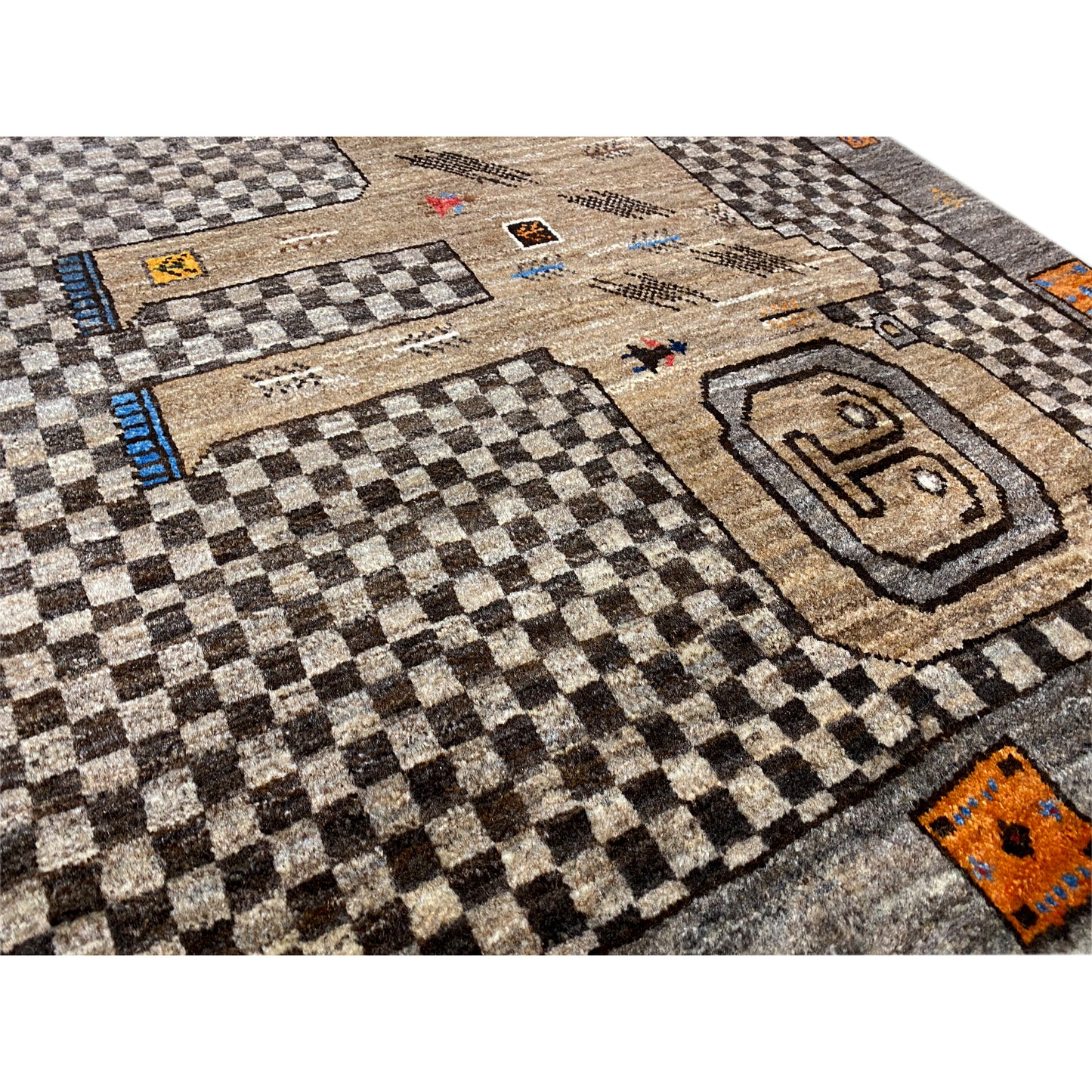 Beiger Gabbeh Teppich Löwe 160x87 cm - German Carpet Shop