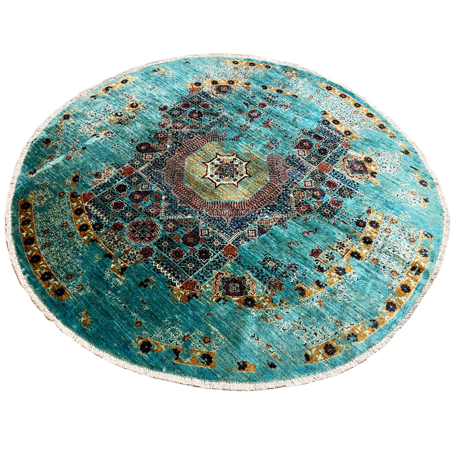 Handgeknüpfter runder Mamluk Teppich 200x198 cm - German Carpet Shop