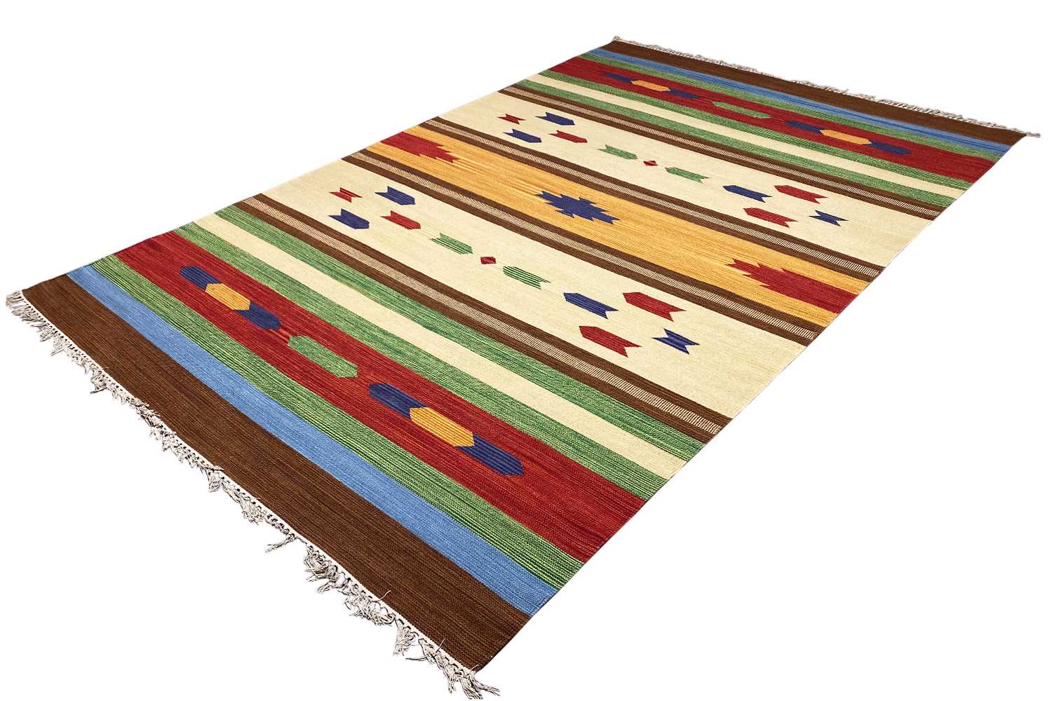 Mehrfarbiger Moderner Kelim Teppich - Samak AKE 1207 - German Carpet Shop