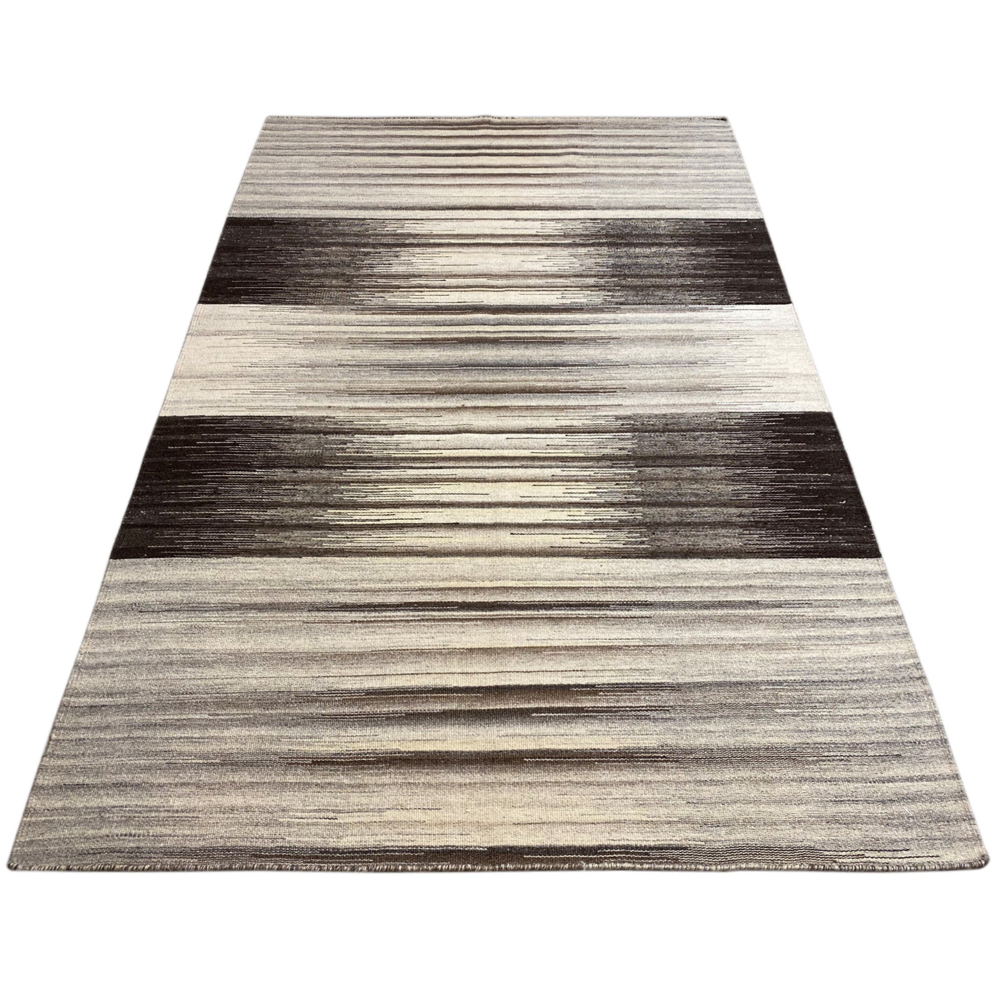 Kelim Teppich Grau – 230x160 cm Streifenmuster - German Carpet Shop