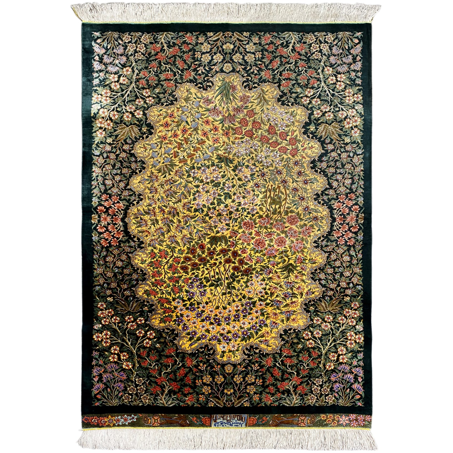 Alfombra de seda Ghom - 900846 (123x79 cm)