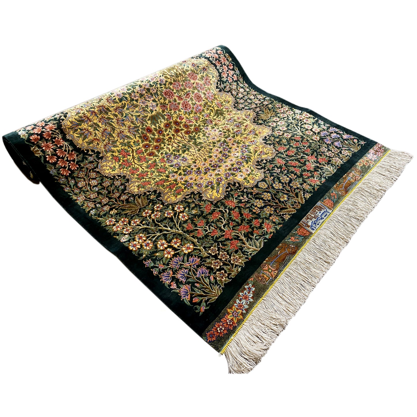 Alfombra de seda Ghom - 900846 (123x79 cm)