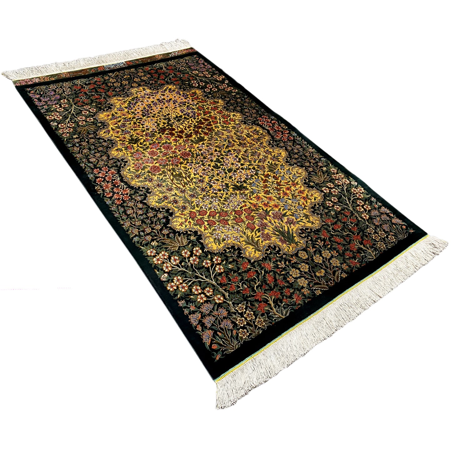Alfombra de seda Ghom - 900846 (123x79 cm)