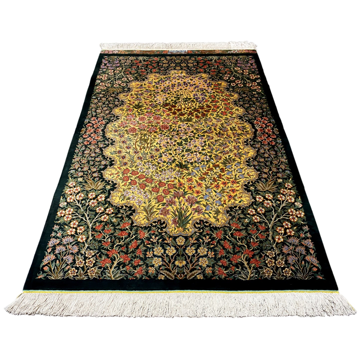 Alfombra de seda Ghom - 900846 (123x79 cm)