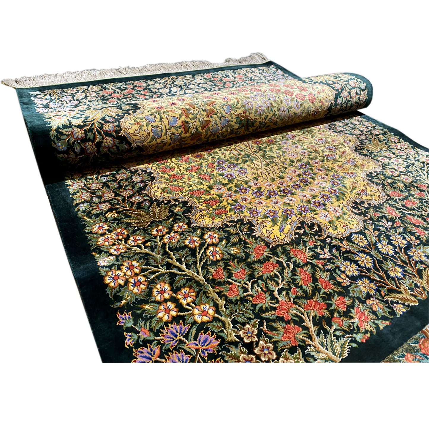 Alfombra de seda Ghom - 900846 (123x79 cm)