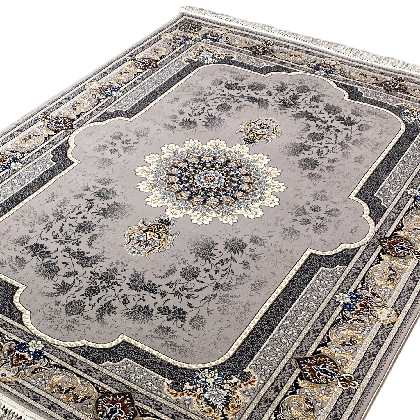Woven Teppich kaufen Polypropylen Medaillon Creme Blau 160x230