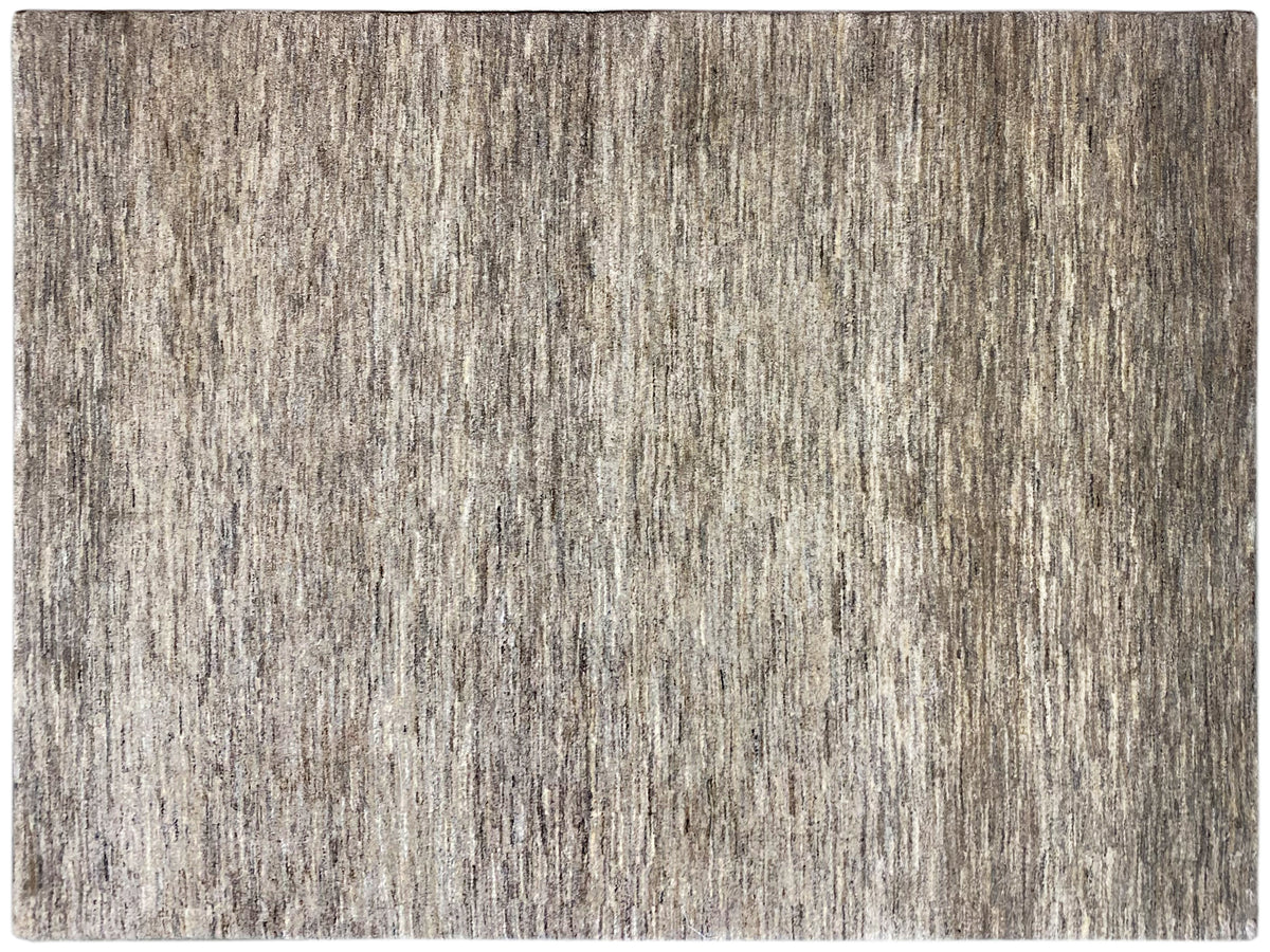 Alfombra Gabbeh rectangular con franjas de fino estampado en gris y beige