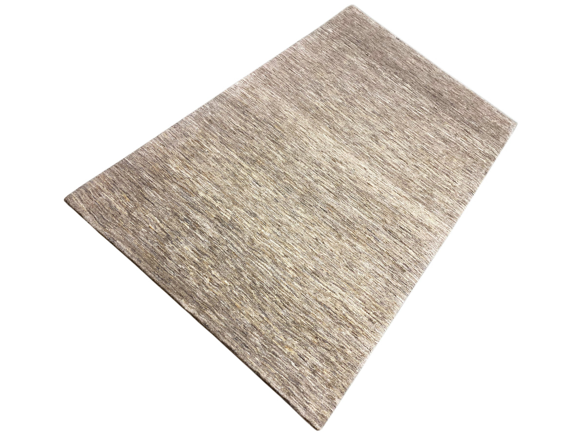 Alfombra Gabbeh 290x194, rectangular, con un aspecto jaspeado beige-gris y una textura fina