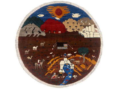 Alfombra Gabbeh marrón, 107x107 cm