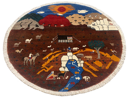 Alfombra Gabbeh marrón, 107x107 cm