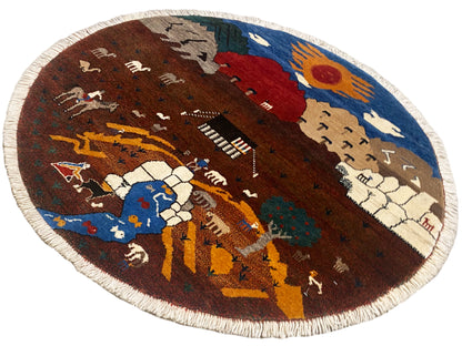 Alfombra Gabbeh marrón, 107x107 cm