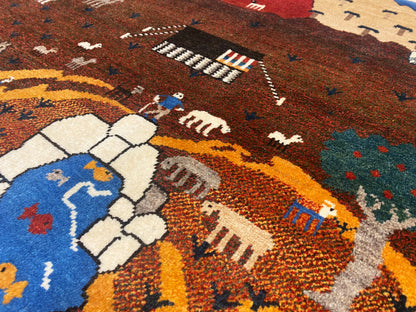 Alfombra Gabbeh marrón, 107x107 cm