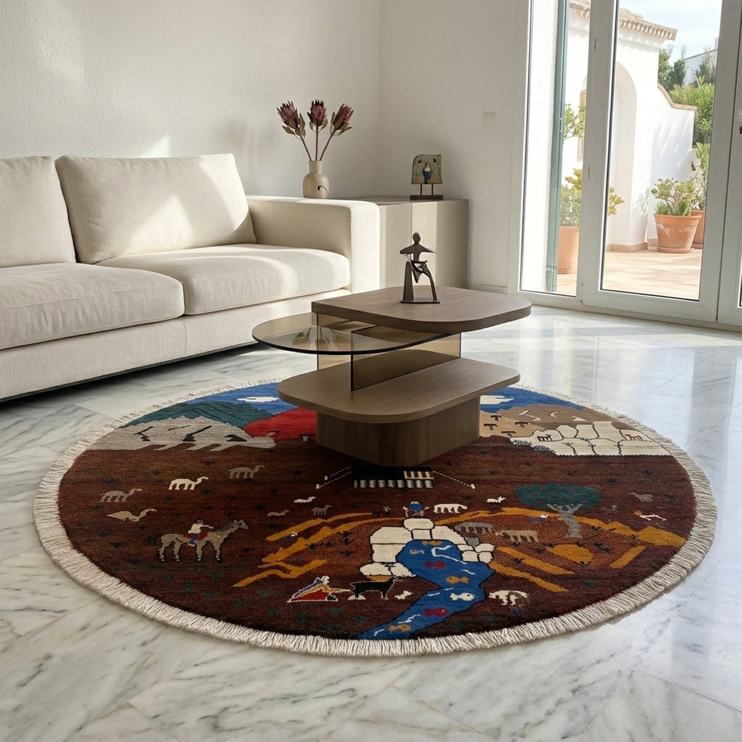 Alfombra Gabbeh marrón, 107x107 cm