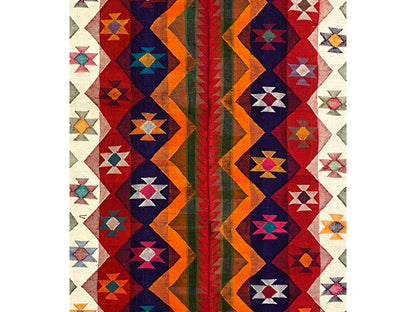 Esszimmer Jajim Teppich handgefertigt im farbstarken Boho-Look