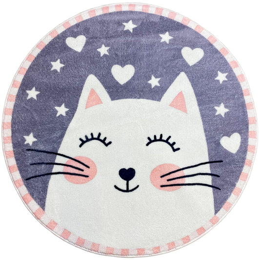 Alfombra infantil redonda Gato, 100 cm