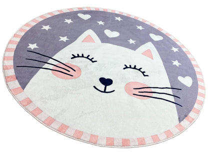 Alfombra infantil redonda Gato, 120 cm