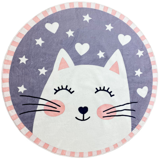 Alfombra infantil redonda Gato, 120 cm