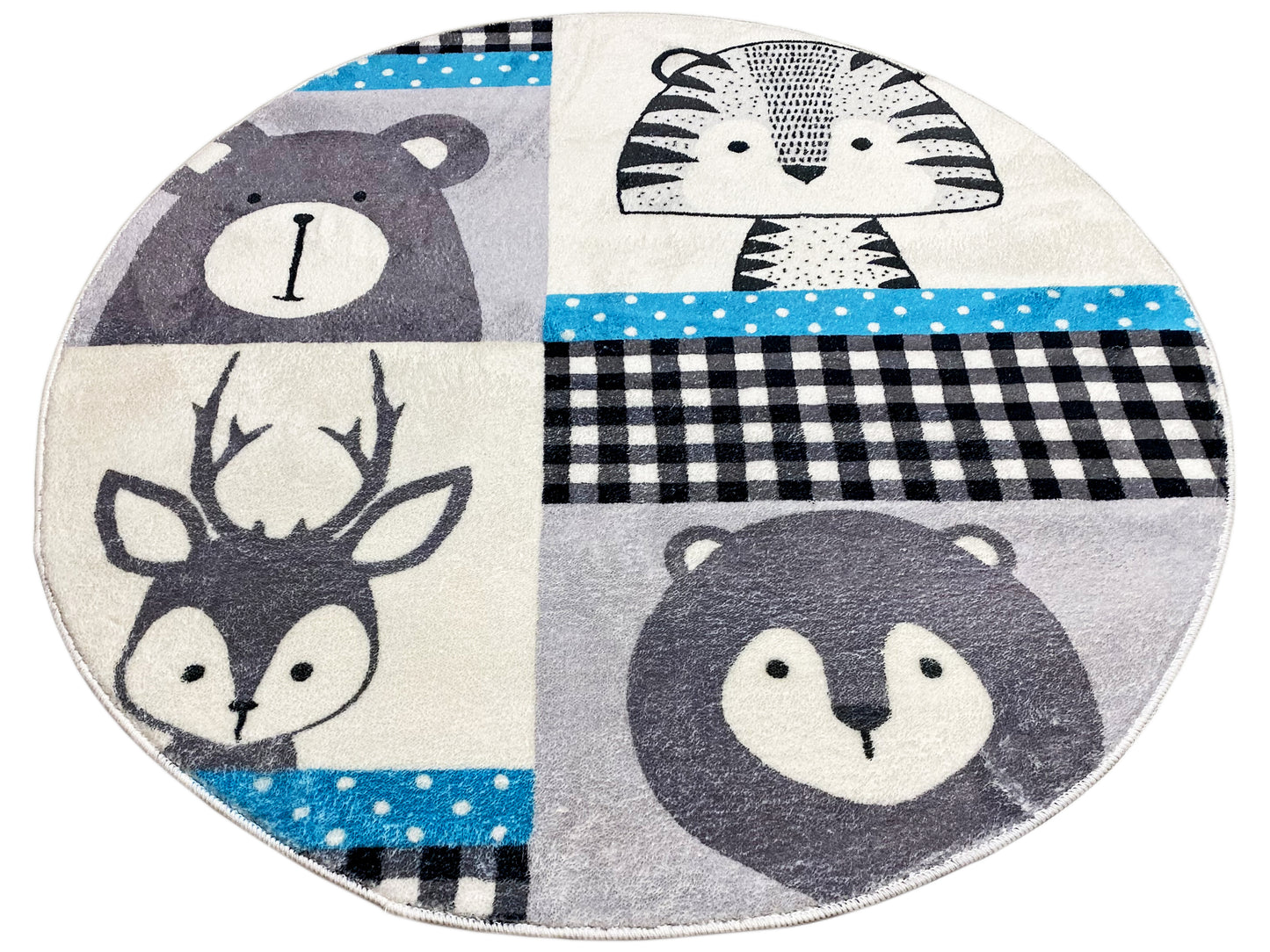 Alfombra infantil redonda Animales, 100 cm