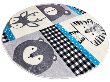 Alfombra infantil redonda Animales, 100 cm