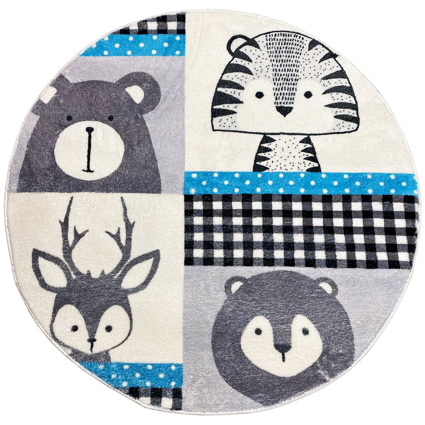 Alfombra infantil redonda Animales, 100 cm