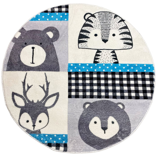 Alfombra infantil redonda Animales, 100 cm