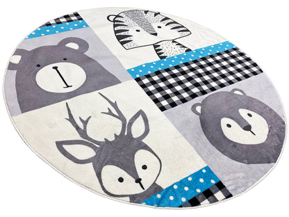 Alfombra infantil redonda Animales, 120 cm