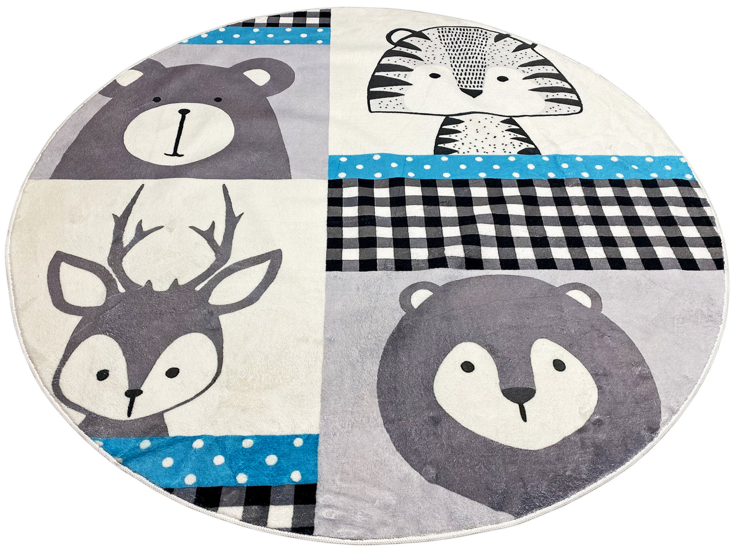 Alfombra infantil redonda Animales, 120 cm