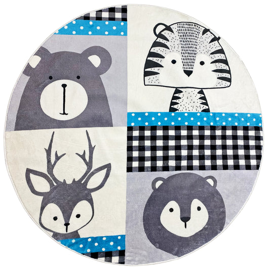 Alfombra infantil redonda Animales, 120 cm