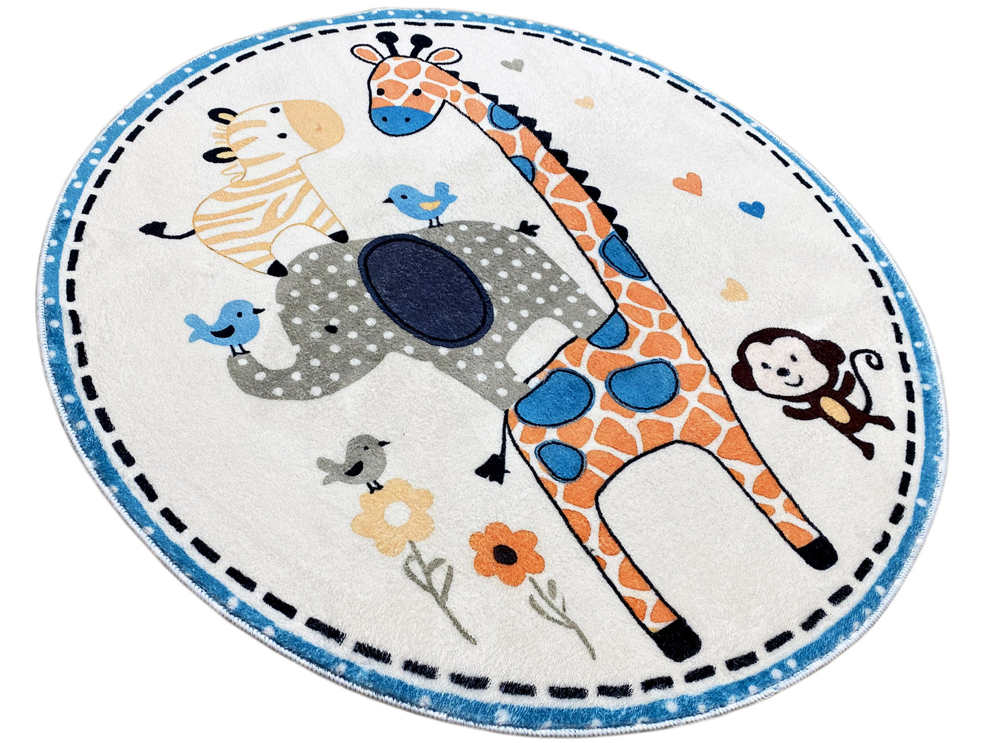 Alfombra infantil redonda Animales, 100 cm