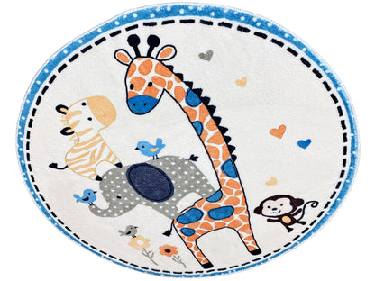 Alfombra infantil redonda Animales, 100 cm