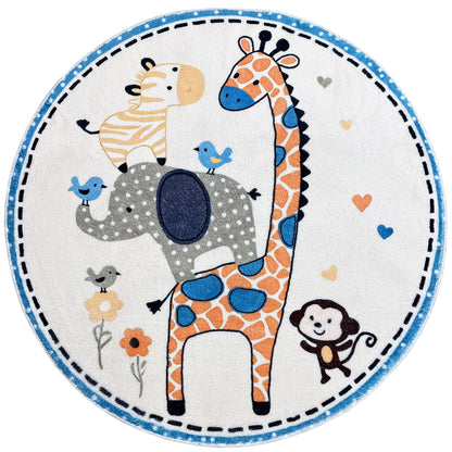 Alfombra infantil redonda Animales, 100 cm