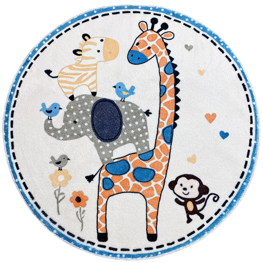 Alfombra infantil redonda Animales, 100 cm