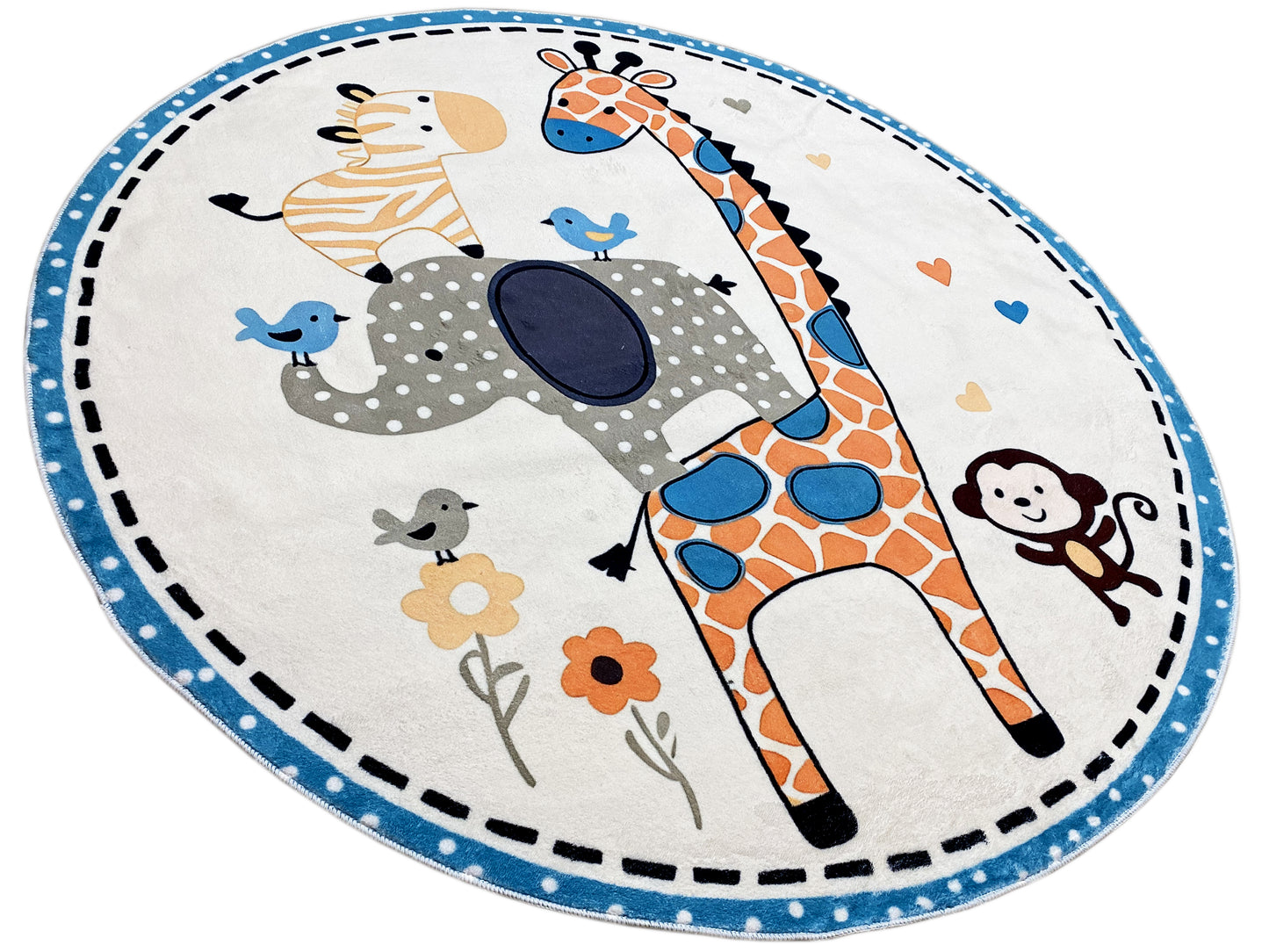 Alfombra infantil redonda Animales, 120 cm