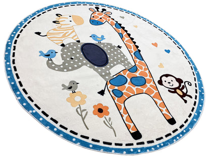 Alfombra infantil redonda Animales, 120 cm