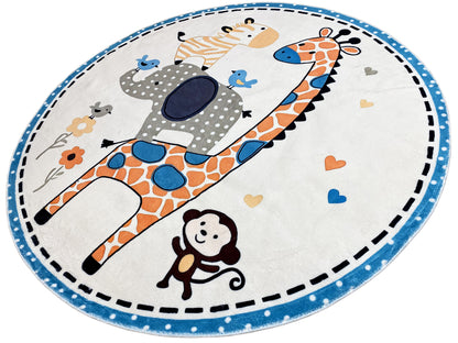 Alfombra infantil redonda Animales, 120 cm