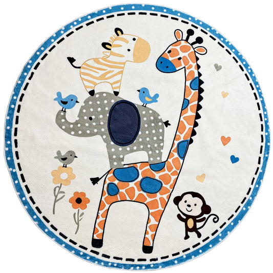 Alfombra infantil redonda Animales, 120 cm