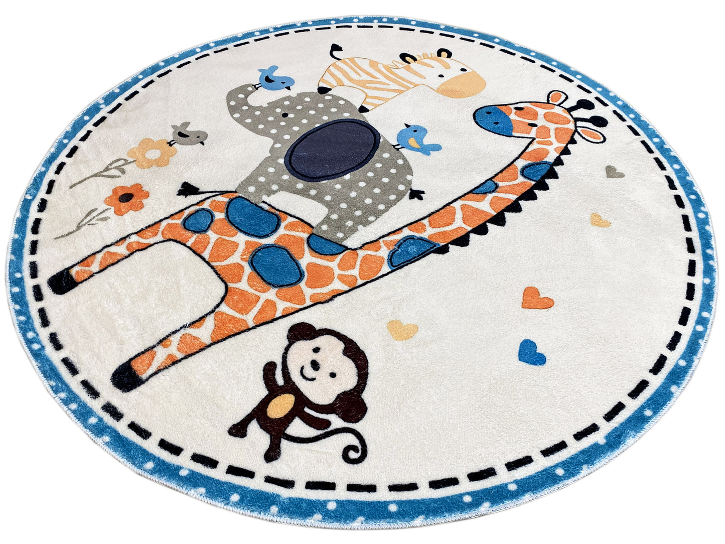 Alfombra infantil redonda Animales, 160 cm