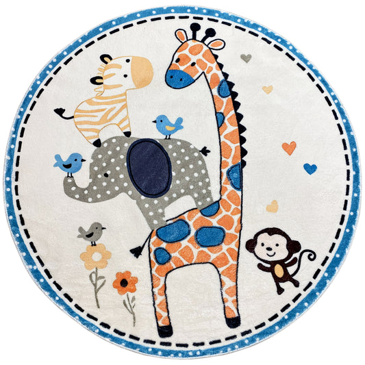 Alfombra infantil redonda Animales, 160 cm