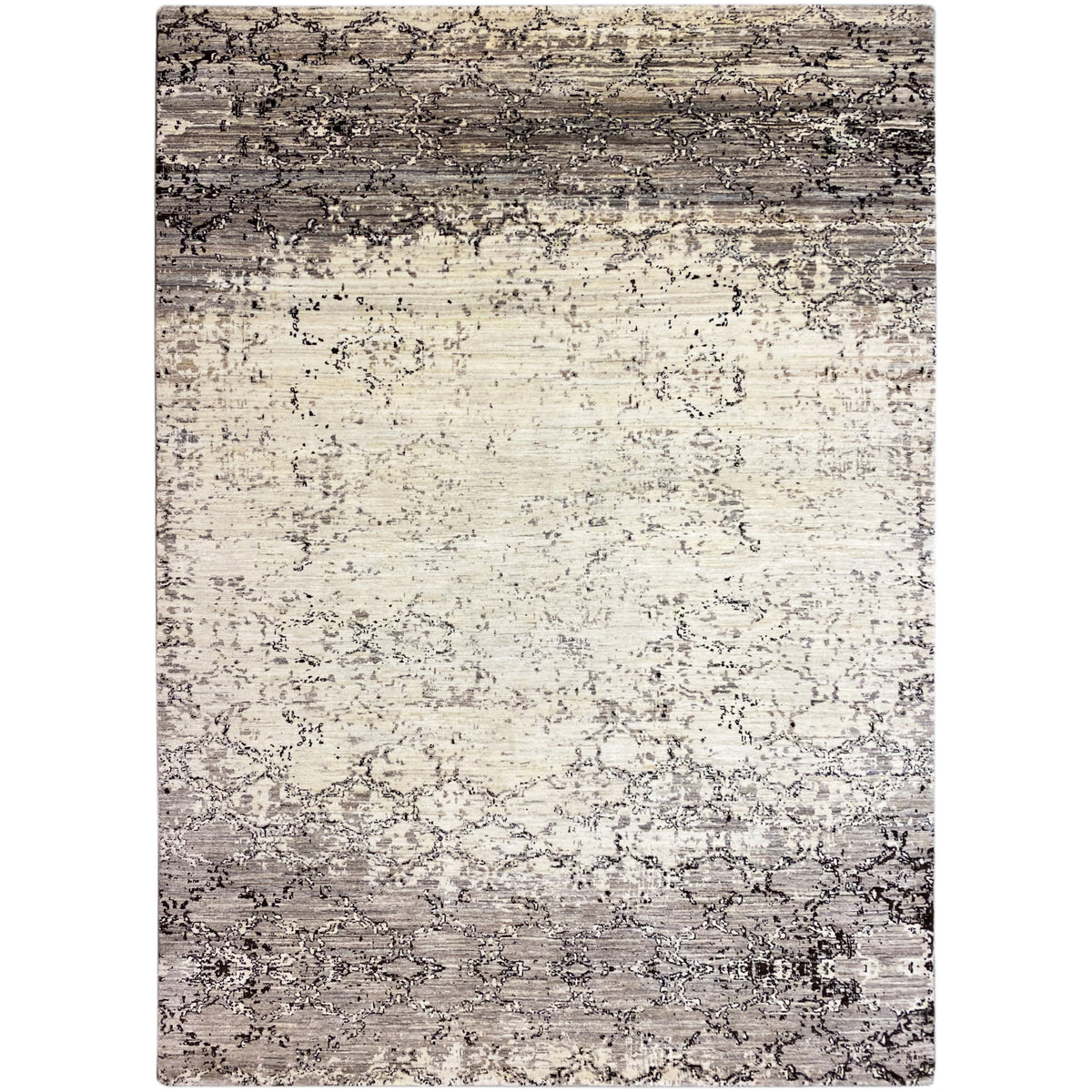 Alfombra beige grisácea con estampado abstracto, rectangular, de textura fina (299x200 cm)