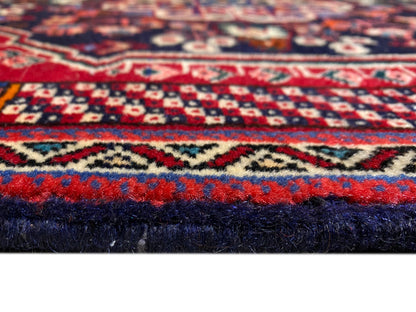 Alfombra Poshti 66x63 cm Detalle del borde: pelo azul oscuro con acentos rojos