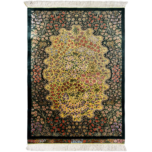 Alfombra de seda Ghom - 900846 (123x79 cm)