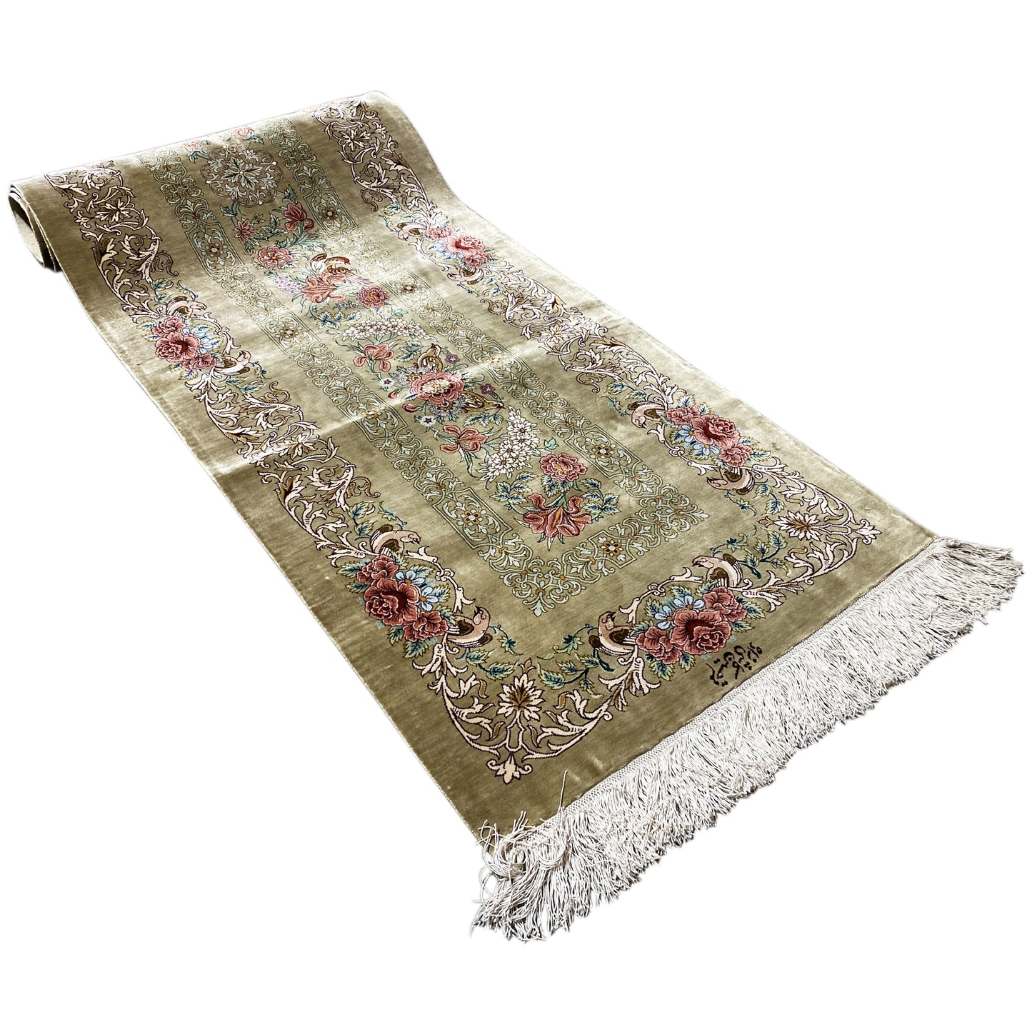 Alfombra de seda Ghom - 904736 (195x53 cm)