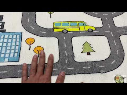 Alfombra infantil «Carretera», beige, 90 × 160 cm