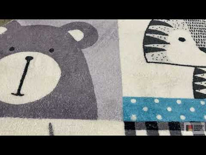 Alfombra infantil redonda de animales, 100 cm