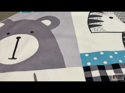 Alfombra infantil redonda de animales, 120 cm